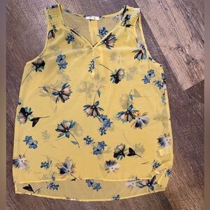 ⭐️3/$12⭐️Sheer Floral Yellow Sleeveless Top